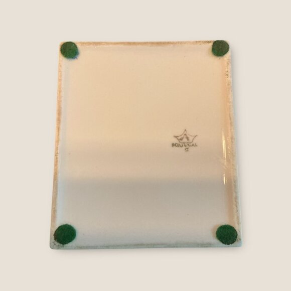 Portuguese Porcelain Trinket Box With Gold Rose Design 4x4.5 Inches Decorative J - Picture 6 of 8